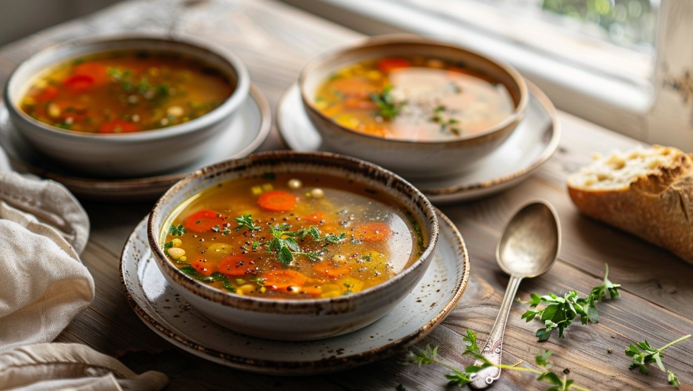 подача супу для сім’ї на кухні