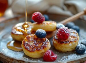 Подавайте сирники гарячими, прикрасивши їх медом або ягодами