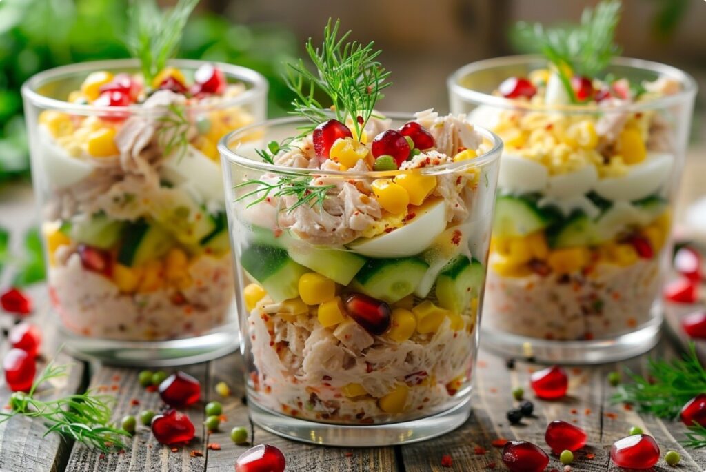Порційний салат з тунцем і яйцем — ідея для свята