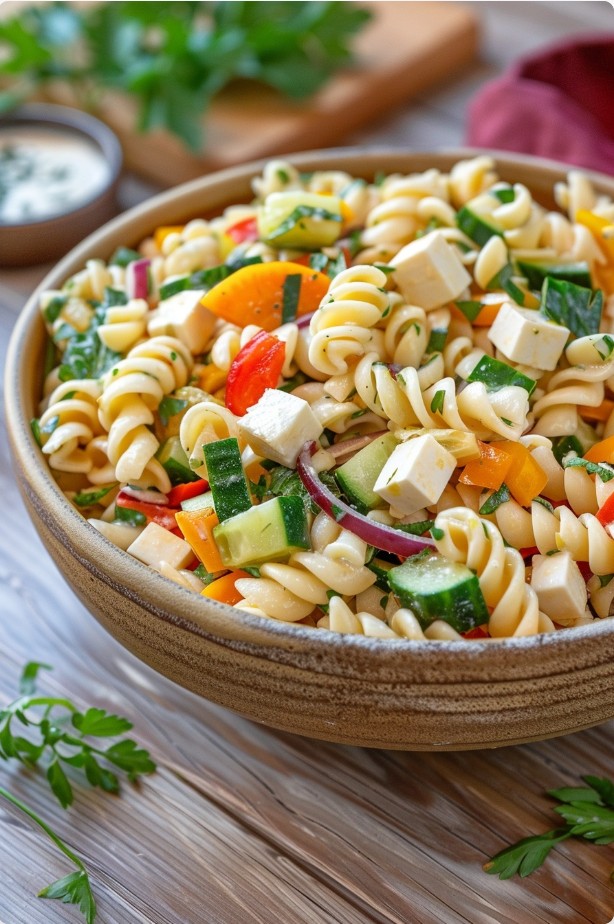 Порція макаронного салату Nudelsalat