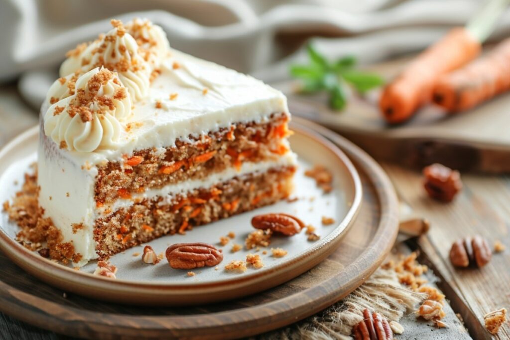 Stück Möhrenkuchen auf einem Teller
