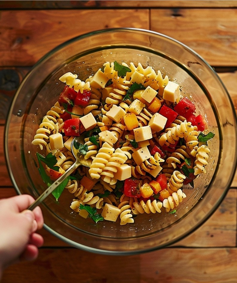 Prawidłowy sposób mieszania makaronu z sosem do sałatki makaronowej