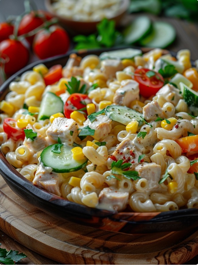 Простий салат з пастою з доступних продуктів