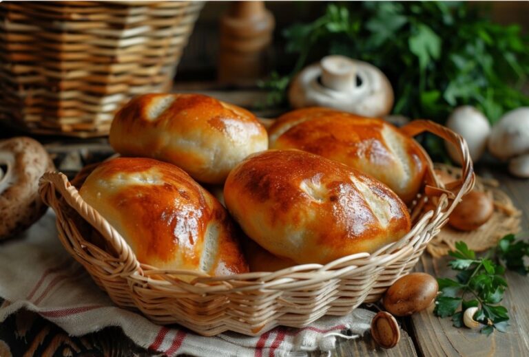 М’які пиріжки з грибами в духовці — Випічка