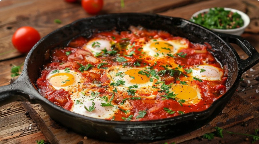 рецепт класичної шакшуки з густим томатним соусом
