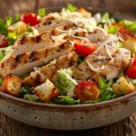 Ciepły sałatka Cezar z kurczakiem z grilla