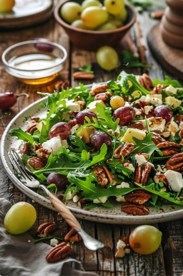 Sałatka z brie, rukolą i winogronami