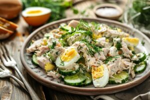 Салат з індичкою та маринованими огірками