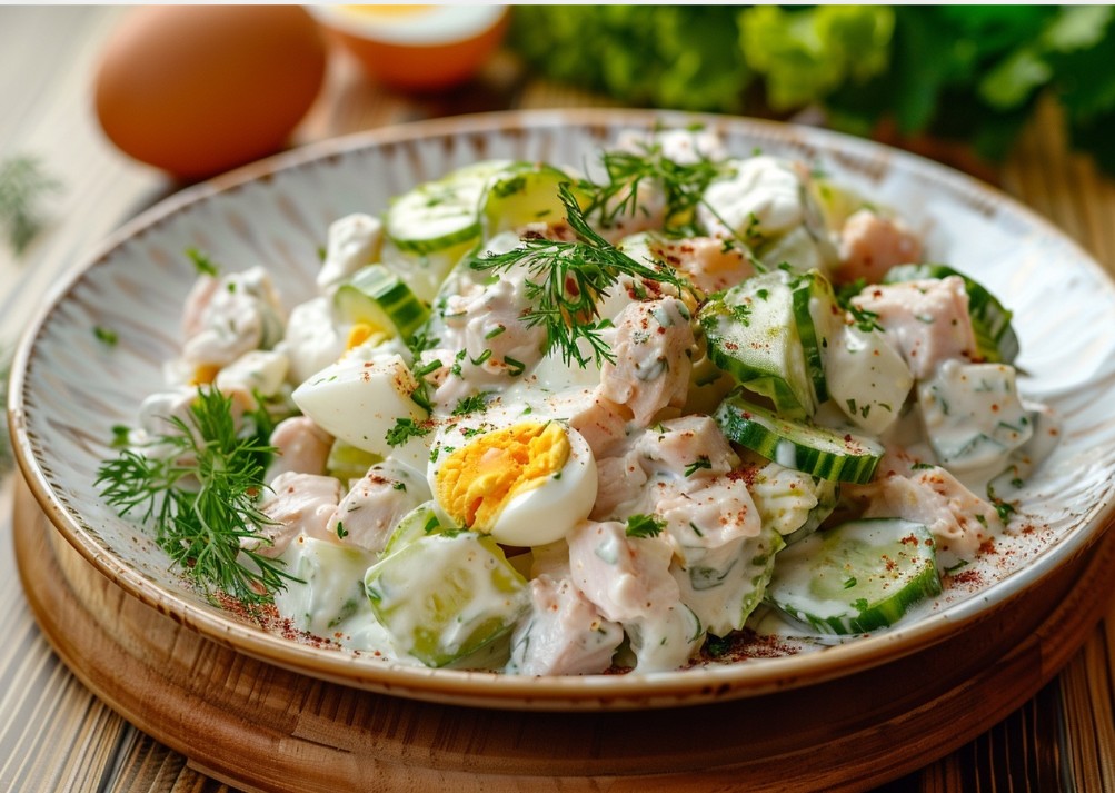 Салат з індичкою та маринованими огірками