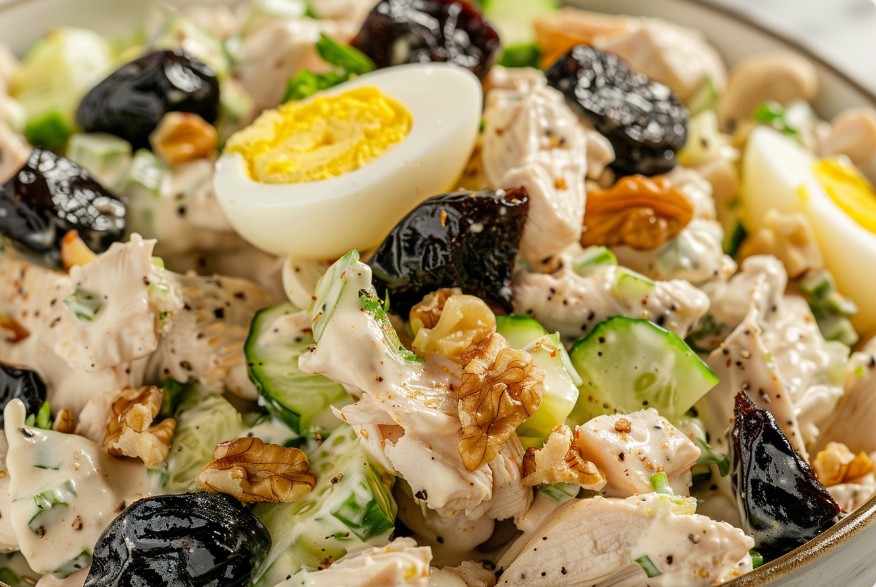 Салат з копченою куркою та чорносливом