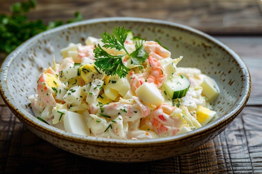 Sałatka z paluszkami krabowymi na szybkie małe co nieco