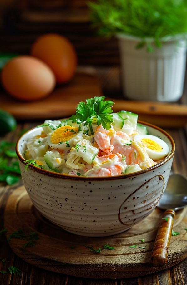 Sałatka z paluszkami krabowymi i jajkiem – klasyczny przepis