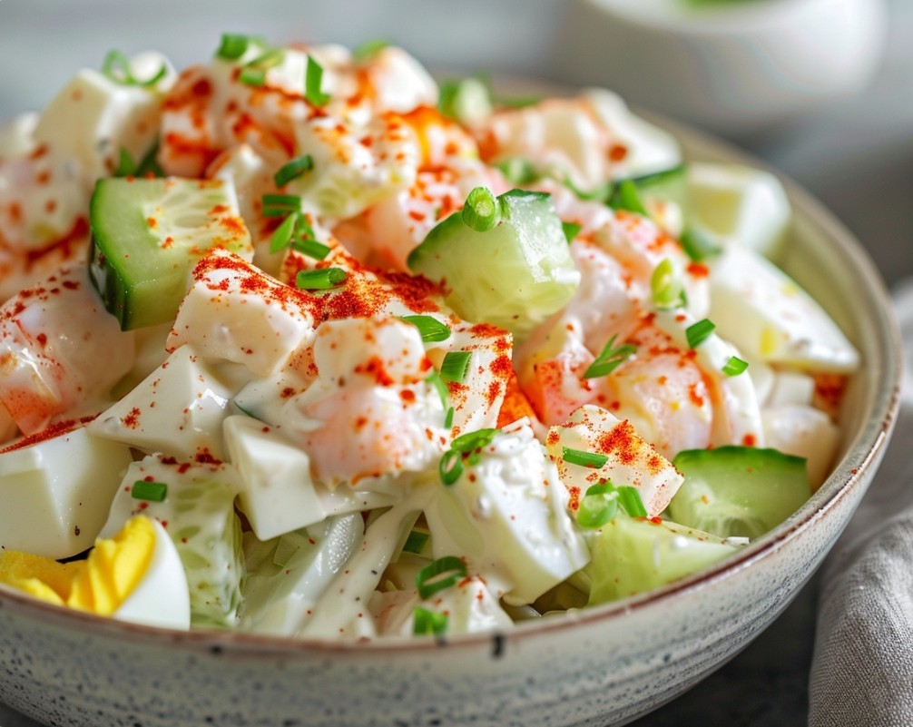 Sałatka z paluszkami krabowymi i jajkiem na święta