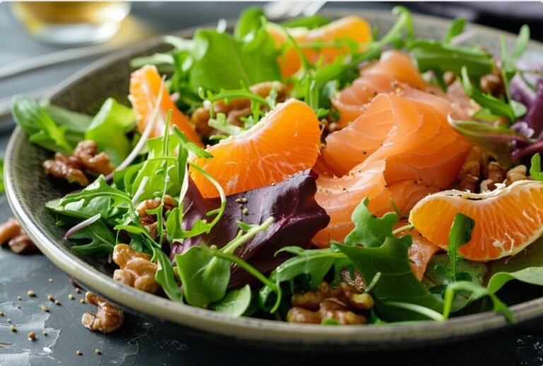 Салат з лососем та апельсином і горіхами — Sałatki