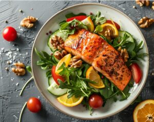 Салат з лососем і апельсином без майонезу.