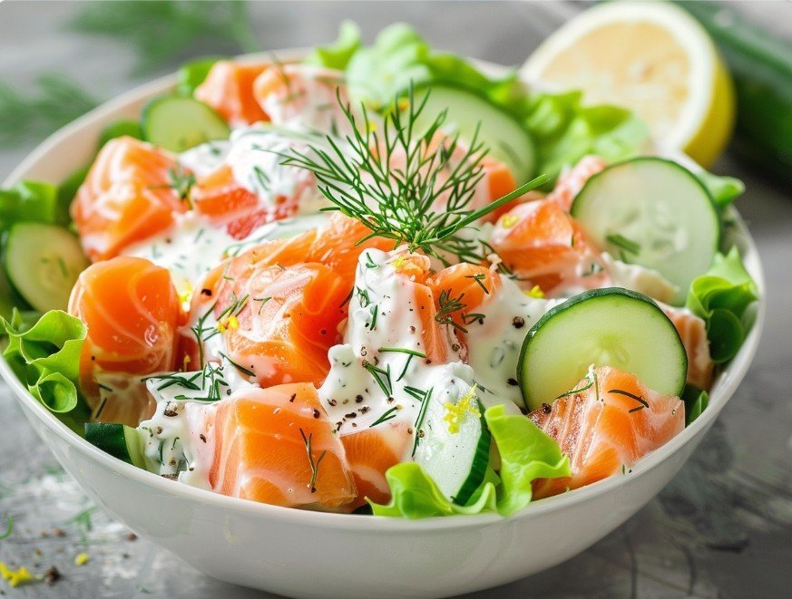 Салат з лососем і крем-сиром