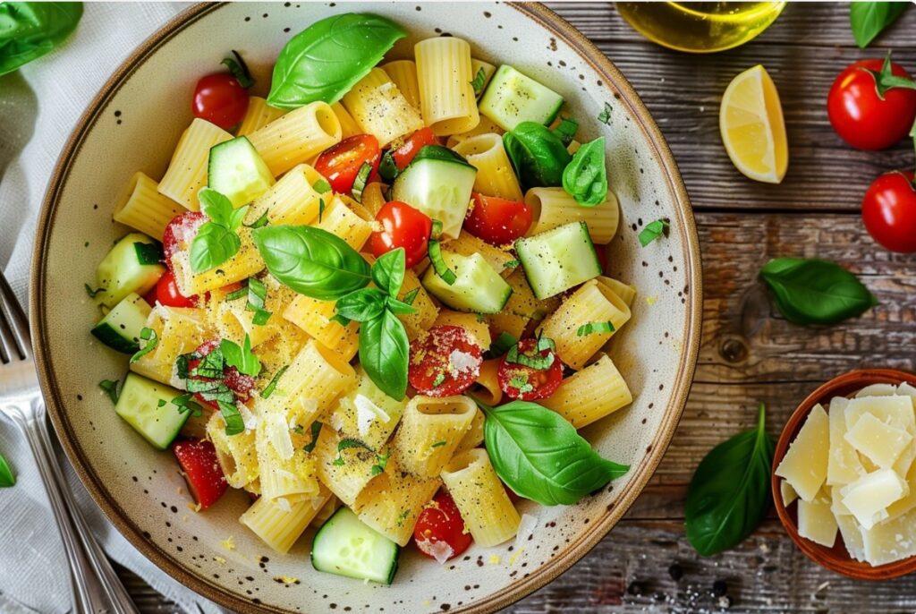 Салат з макаронами і базиліком для пікніка