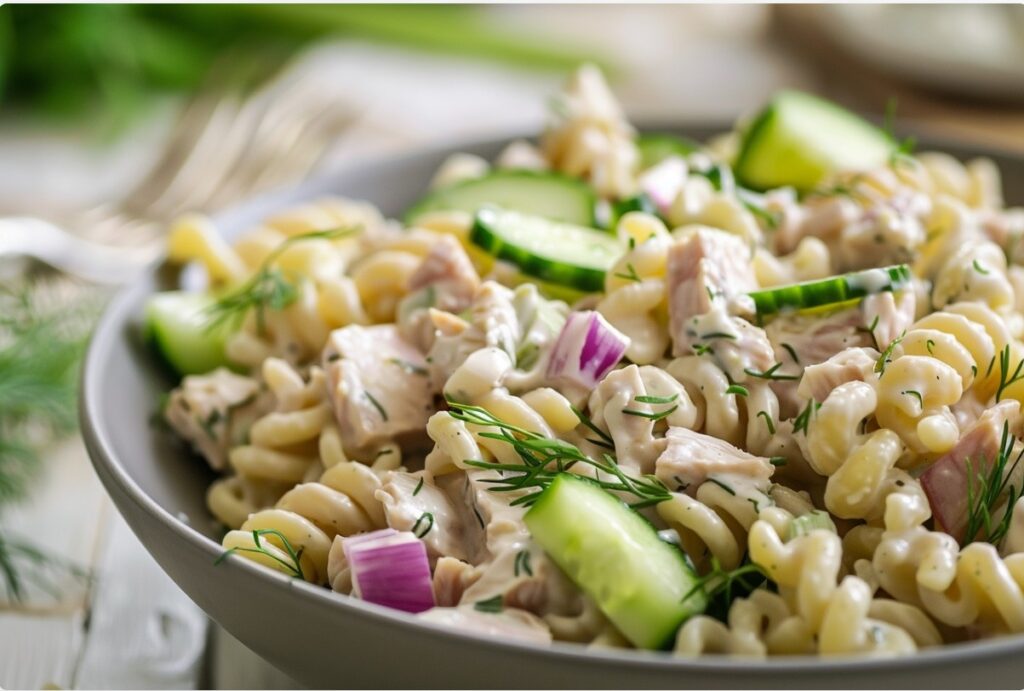 Салат з макаронами та тунцем без майонезу