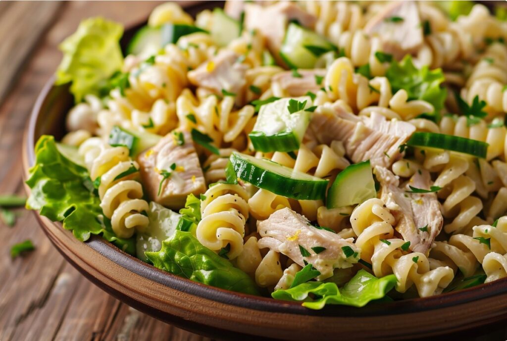 Салат з пастою і куркою для пікніка