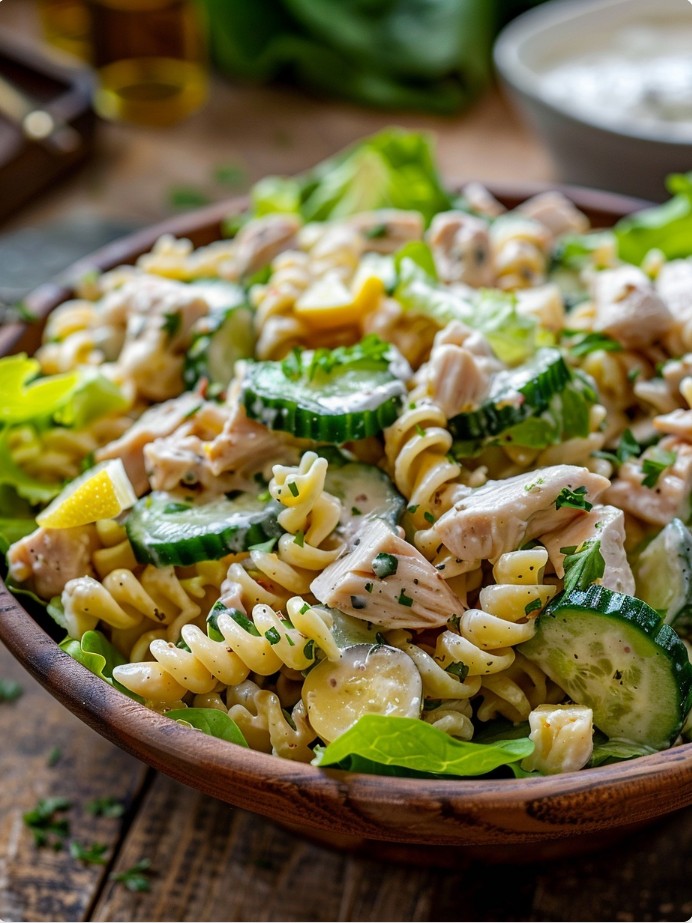 Салат з пастою і куркою для щоденного обіду