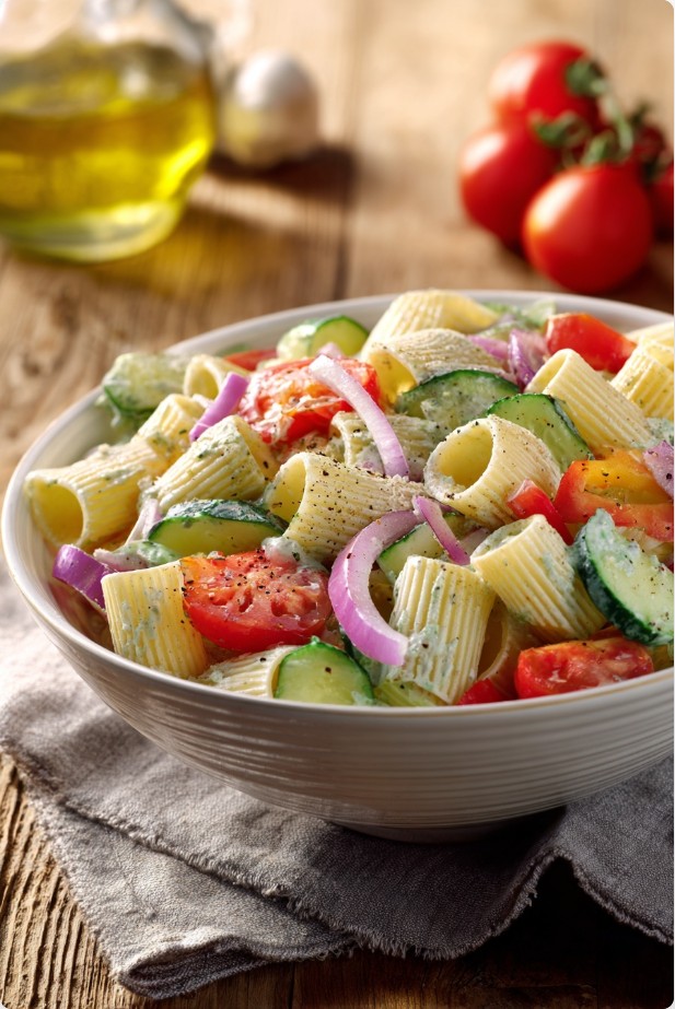 Салат з пастою і помідорами чері