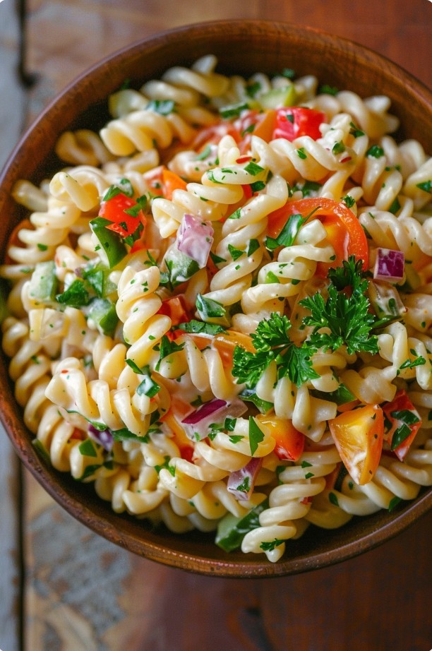 Sałatka z makaronem po wymieszaniu