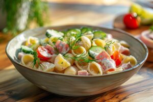 Салат з пастою, шинкою і свіжими овочами