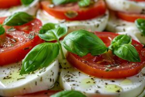 Салат з помідорів, моцарели та базиліку