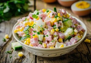 Салат з шинкою та кукурудзою