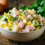 Sałatka z szynką i kukurydzą – szybka, lekka i bez „pływania”
