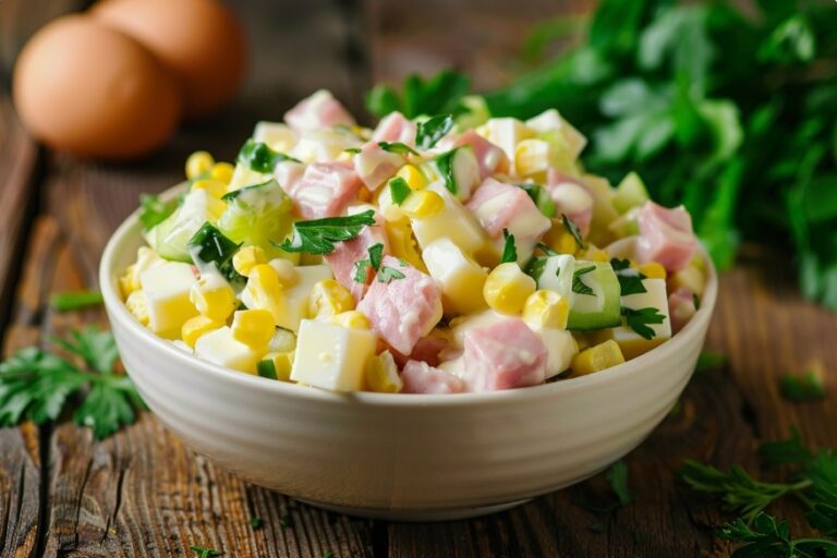 Салат з шинкою та кукурудзою — Салати