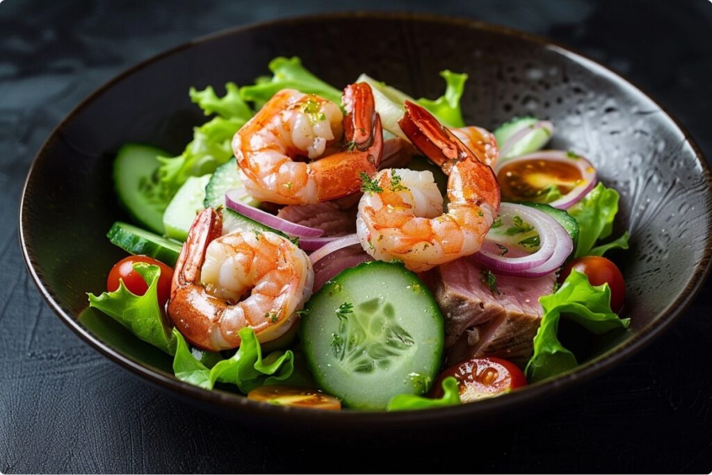 Салат з тунцем і креветками