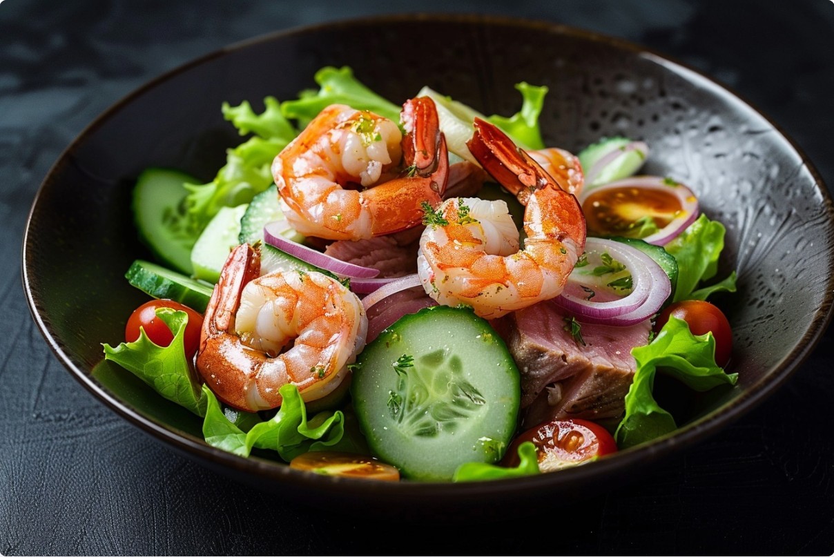 Салат з тунцем і креветками