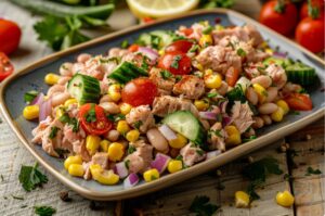 Autorska sałatka z tuńczykiem i aromatycznymi przyprawami (bez majonezu)