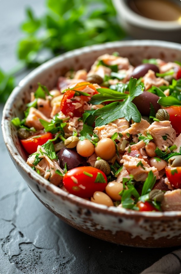 Салат з тунцем і квасолею у свіжій заправці