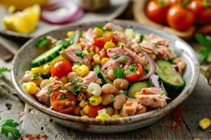 Салат з тунцем і квасолею з пряною заправкою