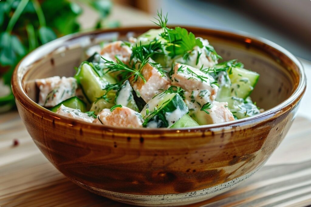 Sałatka z tuńczykiem i ogórkiem bez ciężkiego sosu