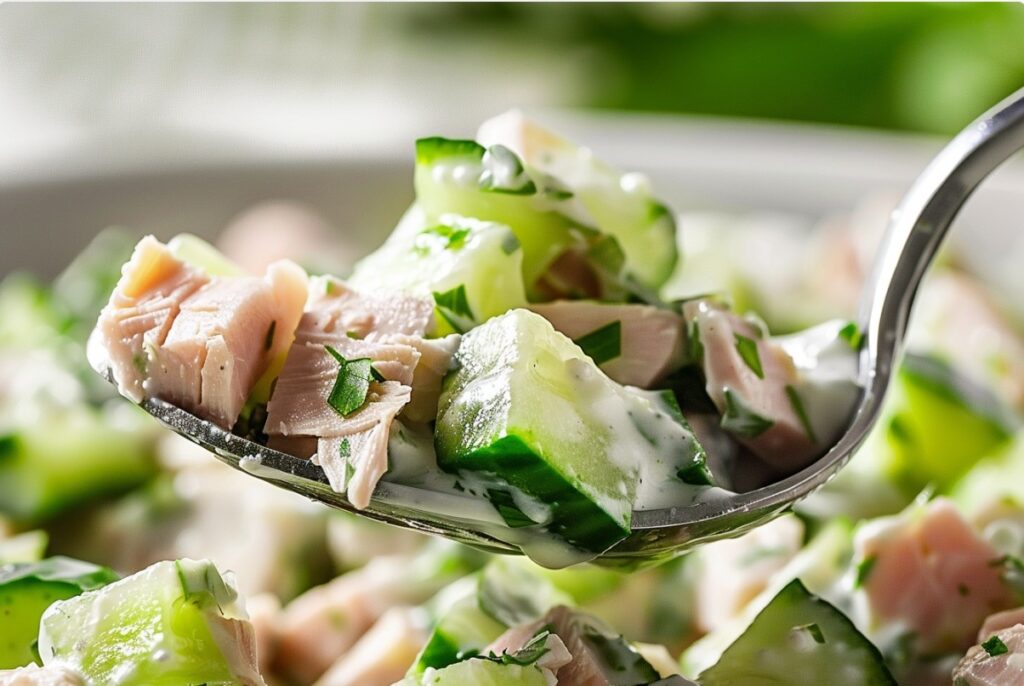 Domowa sałatka z tuńczykiem i ogórkiem
