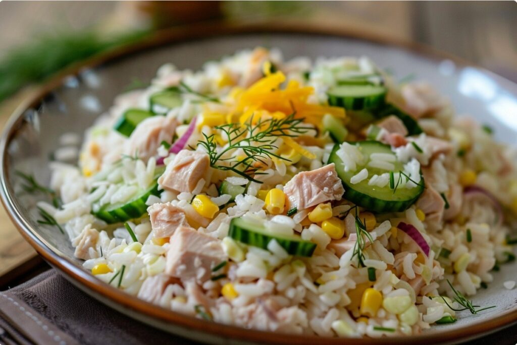 Салат з тунцем і рисом — без важких соусів