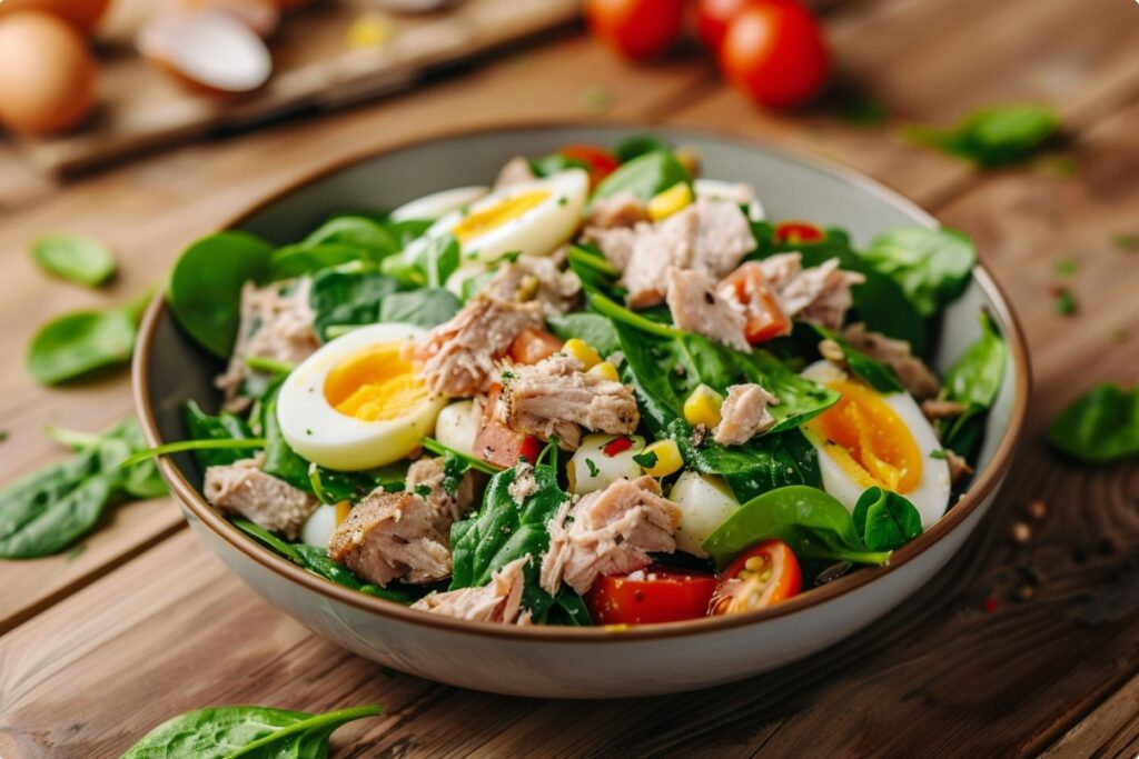 Салат з тунцем і шпинатом без майонезу