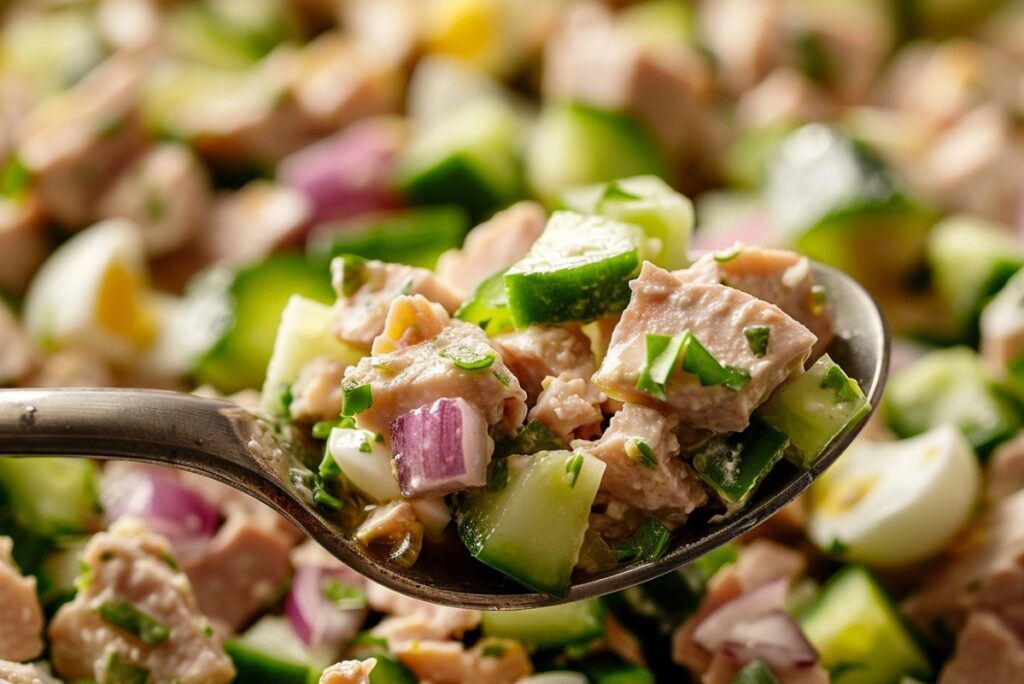 Sałatka z tuńczykiem i świeżymi ogórkami na lekką kolację