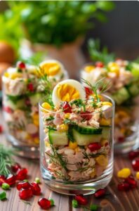 Салат з тунцем і яйцем у келихах — святкова подача без зайвого клопоту