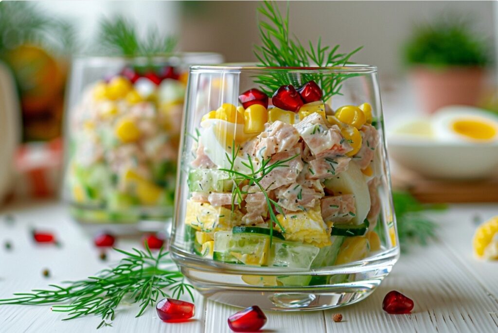 Салат з тунцем і яйцем у святковій подачі — красивий przepis для гостей