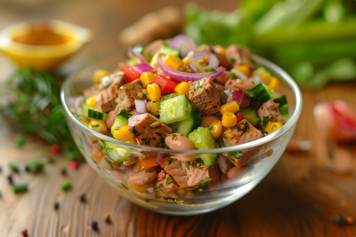 Салат з тунцем, квасолею і кукурудзою — простий і ситний