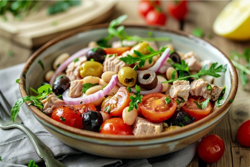 Салат з тунцем, квасолею та каперсами