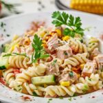 Sałatka z tuńczykiem, makaronem i kukurydzą – kremowa, szybka i sycąca