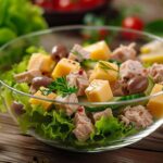 Sałatka z tuńczykiem, serem i oliwkami (bez majonezu) – gotowa w 15 minut