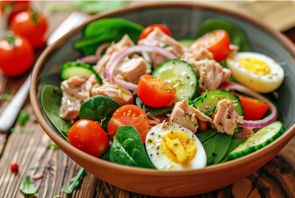 Салат з тунцем та молодим шпинатом — легкий і свіжий recipe