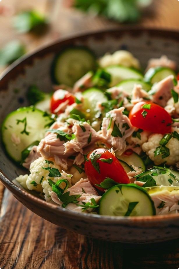 Салат з тунцем у простій подачі