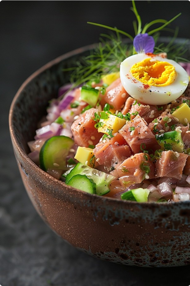 Tuna salad in a haute cuisine style